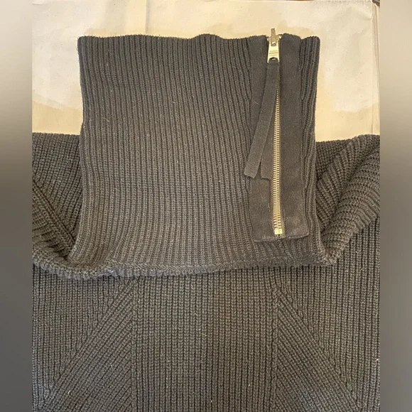 AllSaints black zip funnel neck wool blend sweater - Picture 7 of 10